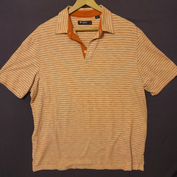 Daniel Cremieux Orange and White Striped Polo Shirt - Picture 1 of 3